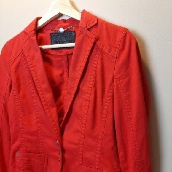 MARC CAIN Blazer Jacket 100% Cotton Red Sz 4 (N1) - Picture 5 of 16